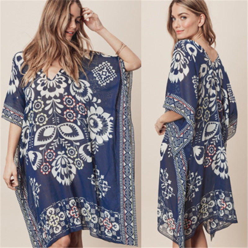 Women's Chiffon Printed Loose Beach Dress