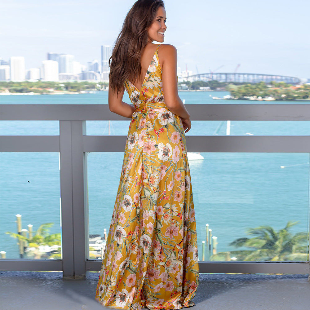 Strap print beach dress