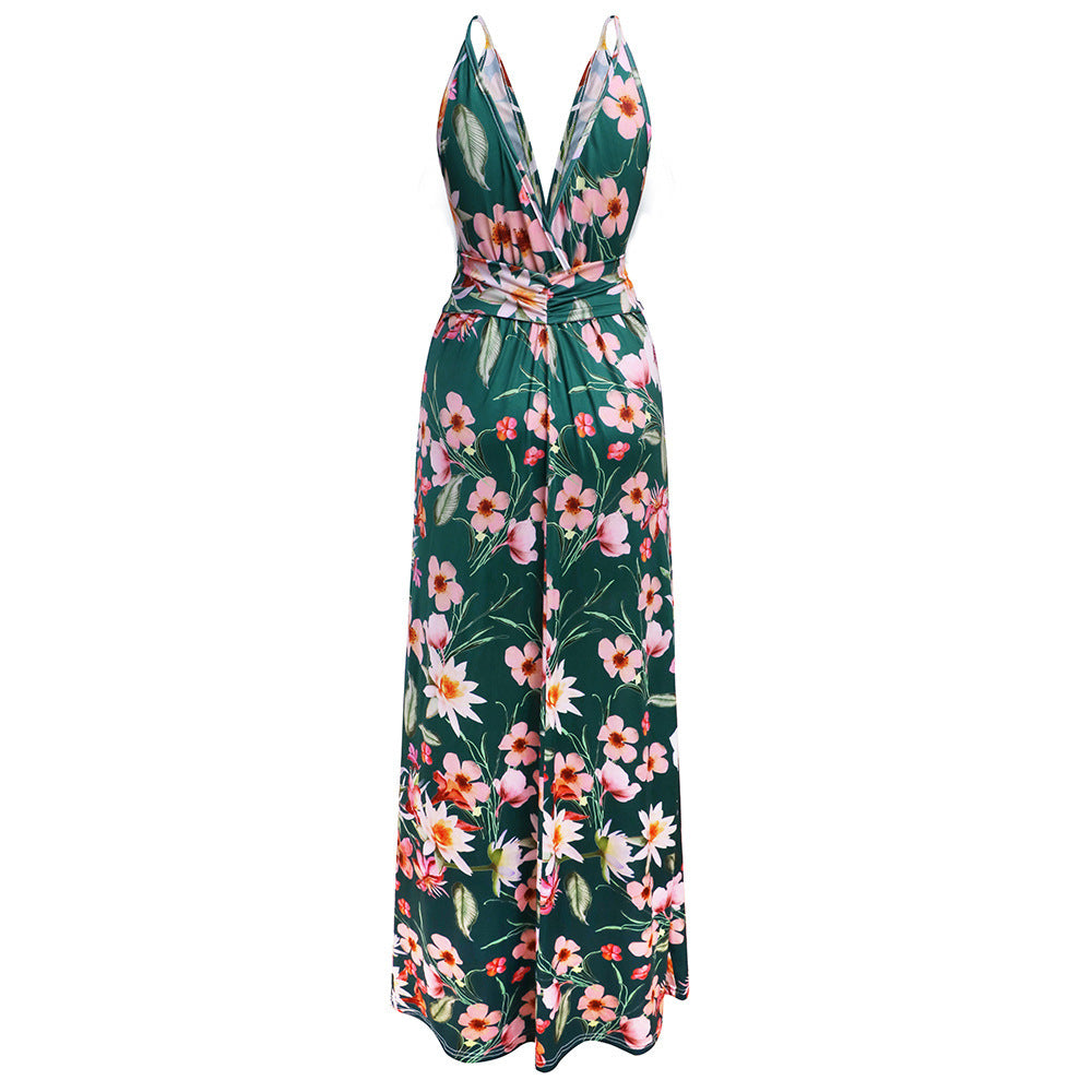 Strap print beach dress