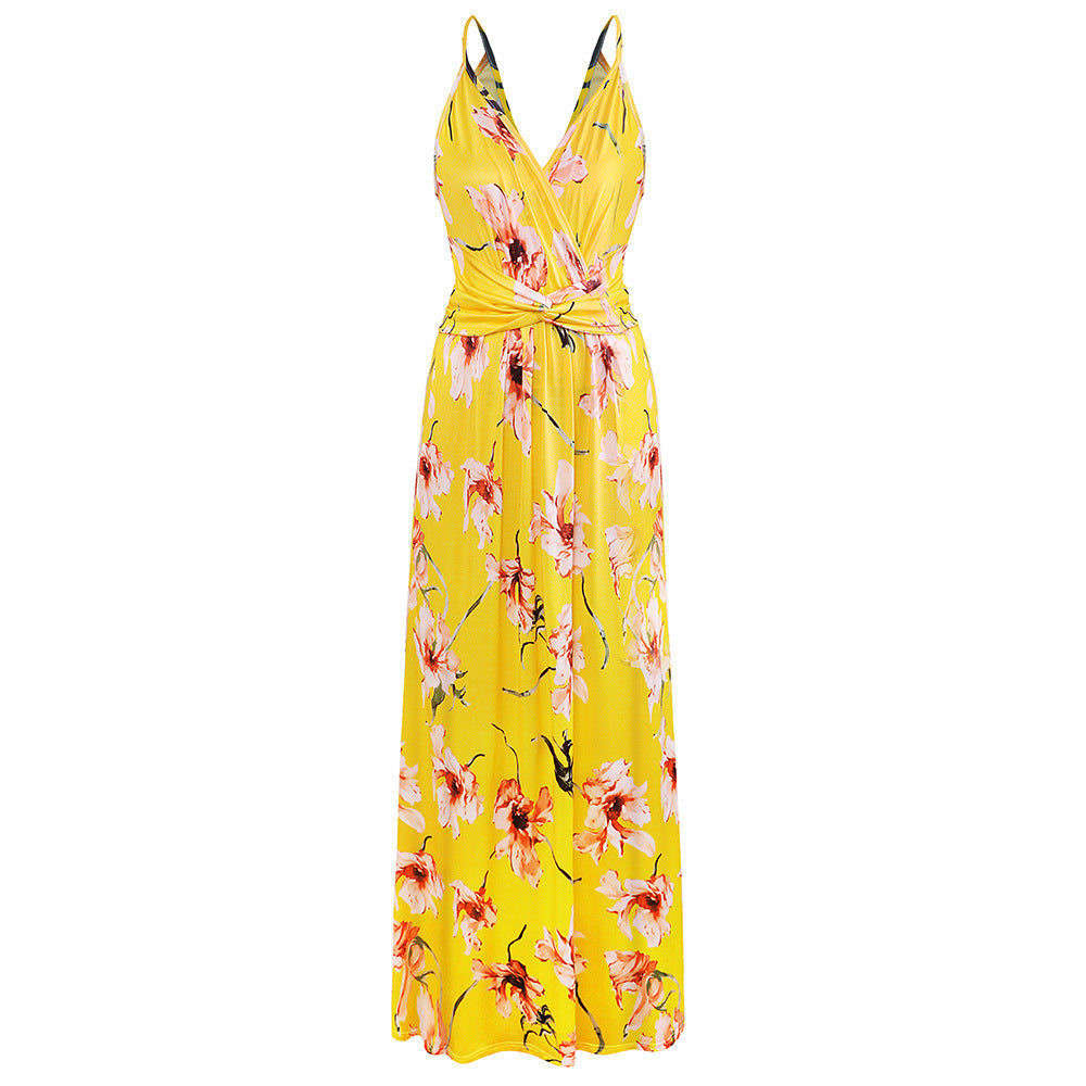 Strap print beach dress