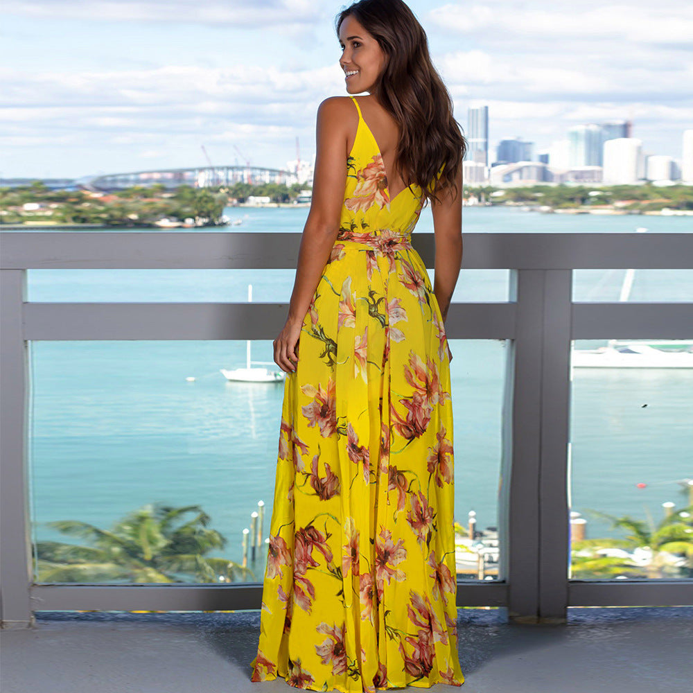 Strap print beach dress