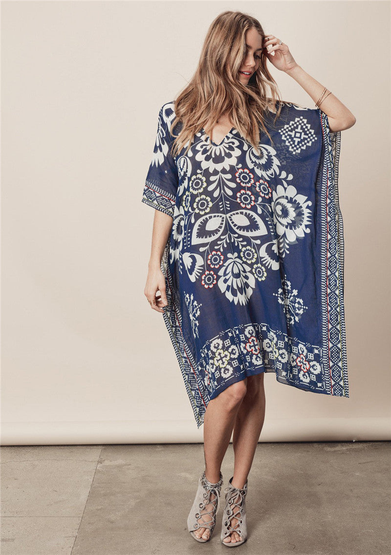 Women's Chiffon Printed Loose Beach Dress