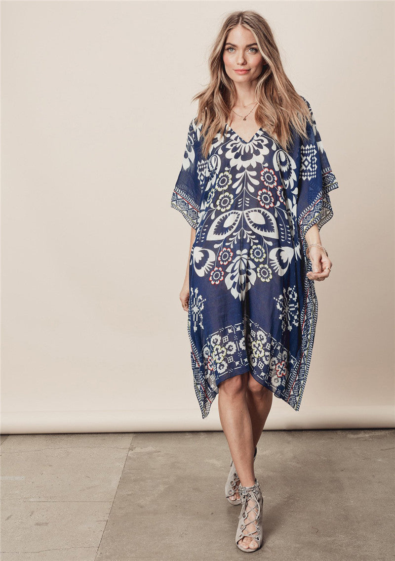 Women's Chiffon Printed Loose Beach Dress